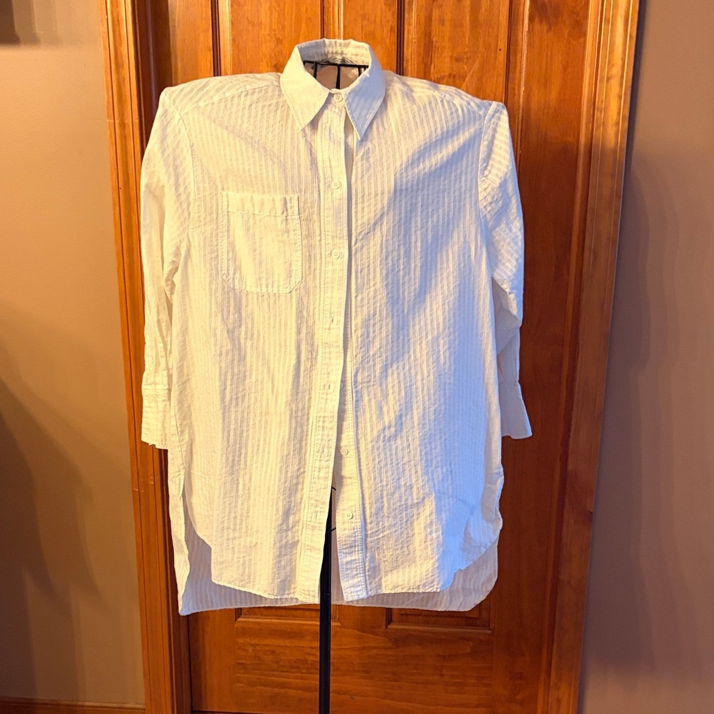 Zara white pinstripe Collared tunic